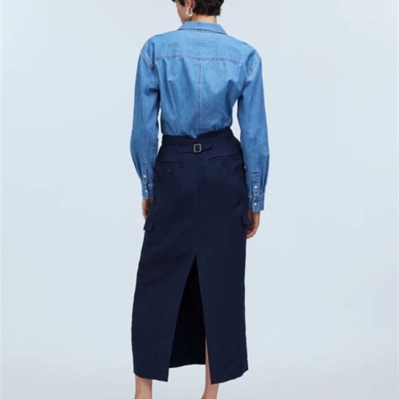 MADEWELL Pleated High-Waist Cargo Midi Skirt (size 12) (NWT) - Picture 5 of 5